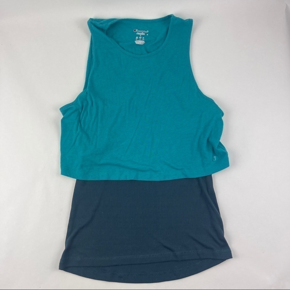 Champion Tank Top Womens Size Large Blue Turquoise 2 Piece